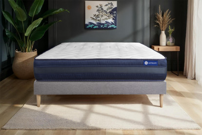 Ensemble Matelas Sommier 180x190 cm - Sommier Gris (en kit) - Actilatex Tech