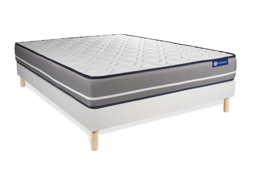 Ensemble Matelas Sommier 180x220 cm - Sommier Blanc (en kit) - Actimemo Pur