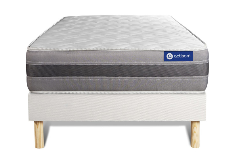 Ensemble Matelas Sommier 80x200 cm - Sommier Blanc (en kit) - Actimemo Relax