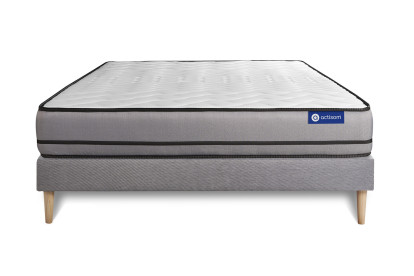 Ensemble Matelas Sommier 130x220 cm - Sommier Gris (en kit) - Actilatex Night