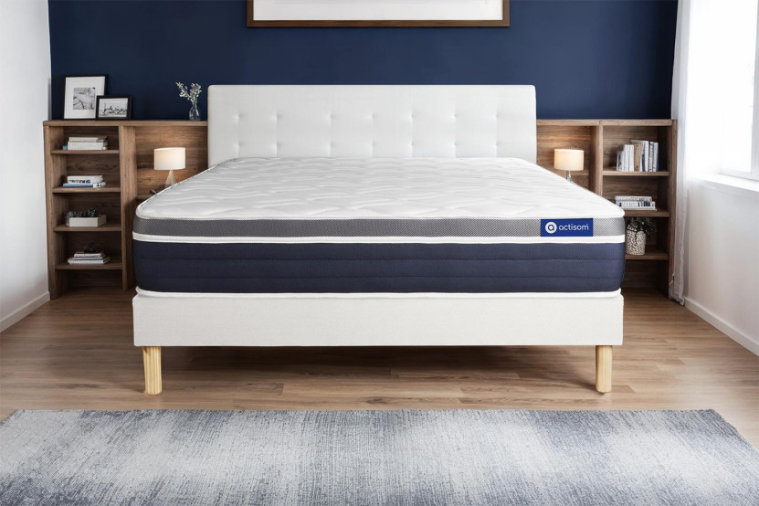 Ensemble Matelas Sommier 140x200 cm - Sommier Blanc (en kit) - Actiflex Confort