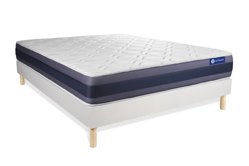 Ensemble Matelas Sommier 130x210 cm - Sommier Blanc (en kit) - Actilatex Morpho