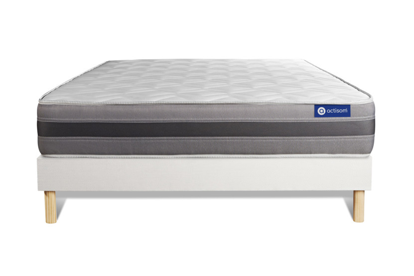 Ensemble Matelas Sommier 120x195 cm - Sommier Blanc (en kit) - Actilatex Relax