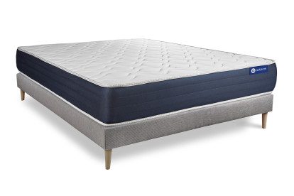 Ensemble Matelas Sommier 160x210 cm - Sommier Gris (en kit) - Actilatex Sleep