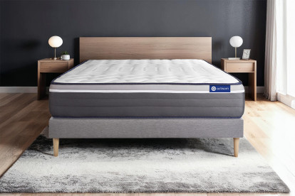 Ensemble Matelas Sommier 140x190 cm - Sommier Gris (en kit) - Actiflex Plus