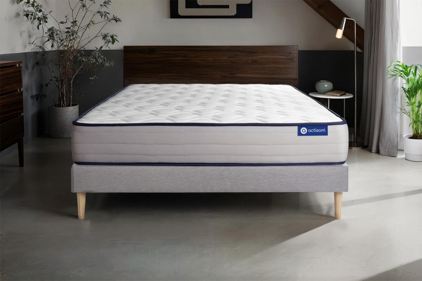 Ensemble Matelas Sommier 160x190 cm - Sommier Gris (en kit) - Actilatex Form