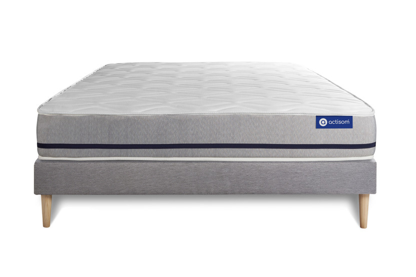 Ensemble Matelas Sommier 160x210 cm - Sommier Gris (en kit) - Actiflex Soft