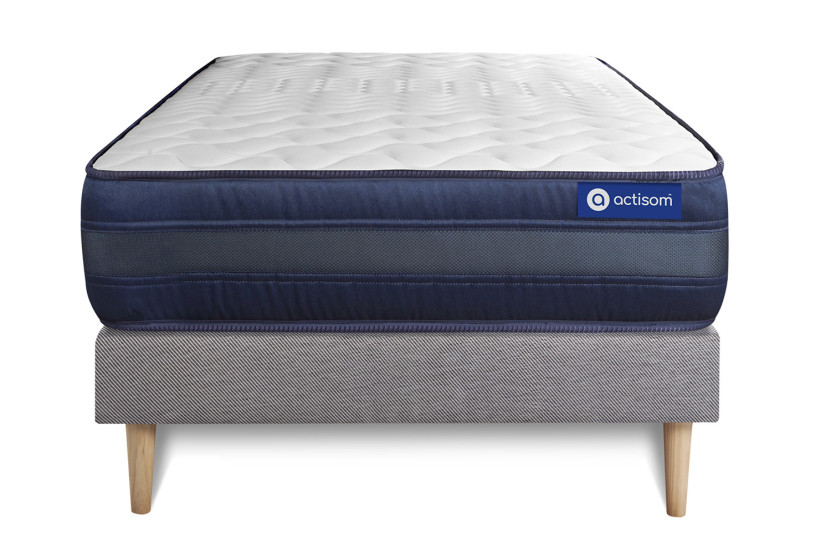 Ensemble Matelas Sommier 80x200 cm - Sommier Gris (en kit) - Actimemo Tech