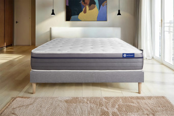 Ensemble Matelas Sommier 130x190 cm - Sommier Gris (en kit) - ActiMemo Zen