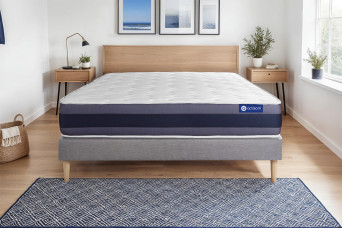 Ensemble Matelas Sommier 130x210 cm - Sommier Gris (en kit) - Actiflex Morpho