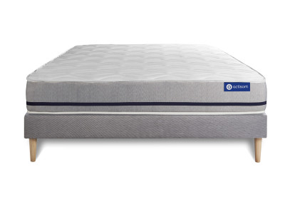Ensemble Matelas Sommier 180x220 cm - Sommier Gris (en kit) - Actimemo Soft