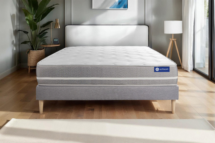 Ensemble Matelas Sommier 180x200 cm - Sommier Gris (en kit) - Actilatex Touch