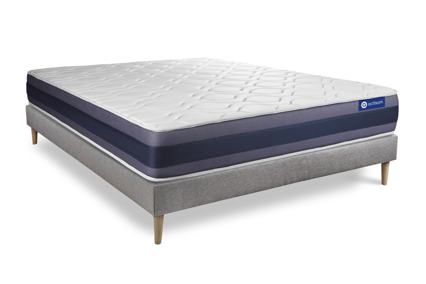 Ensemble Matelas Sommier 140x210 cm - Sommier Gris (en kit) - Actiflex Morpho