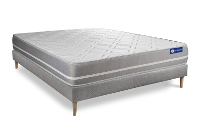 Ensemble Matelas Sommier 140x190 cm - Sommier Gris (en kit) - Actiflex Touch