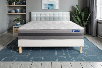 Ensemble Matelas Sommier 130x220 cm - Sommier Blanc (en kit) - Actiflex Relax