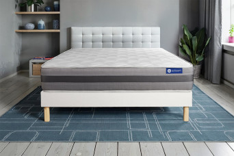 Ensemble Matelas Sommier 120x220 cm - Sommier Blanc (en kit) - Actilatex Relax