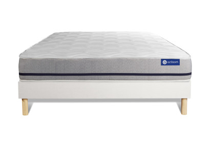 Ensemble Matelas Sommier 160x220 cm - Sommier Blanc (en kit) - Actilatex Soft