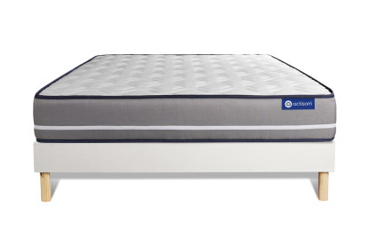 Ensemble Matelas Sommier 130x200 cm - Sommier Blanc (en kit) - Actimemo Pur