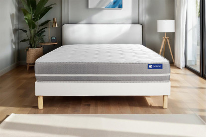 Ensemble Matelas Sommier 180x190 cm - Sommier Blanc (en kit) - Actilatex Touch