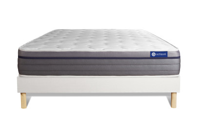 Ensemble Matelas Sommier 130x210 cm - Sommier Blanc (en kit) - Actilatex Zen