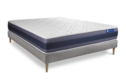 Ensemble Matelas Sommier 140x220 cm - Sommier Gris (en kit) - Actiflex Morpho