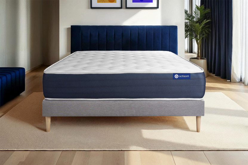 Ensemble Matelas Sommier 180x200 cm - Sommier Gris (en kit) - Actimemo Sleep