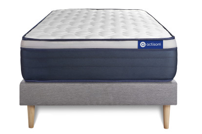 Ensemble Matelas Sommier 80x190 cm - Sommier Gris (en kit) - Actimemo Max