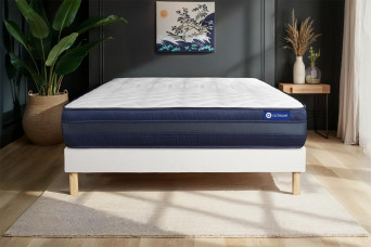 Ensemble Matelas Sommier 180x200 cm - Sommier Blanc (en kit) - Actilatex Tech