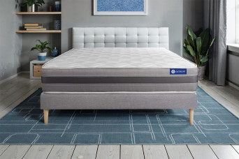 Ensemble Matelas Sommier 120x210 cm - Sommier Gris (en kit) - Actimemo Relax