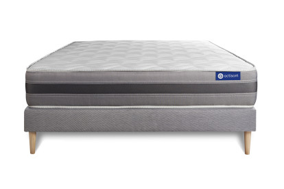 Ensemble Matelas Sommier 160x200 cm - Sommier Gris (en kit) - Actiflex Relax
