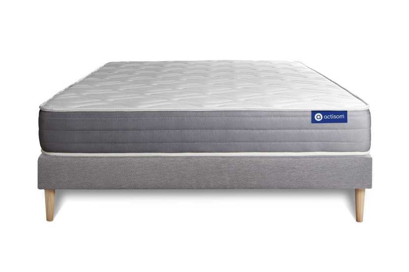 Ensemble Matelas Sommier 140x210 cm - Sommier Gris (en kit) - Actiflex Dream