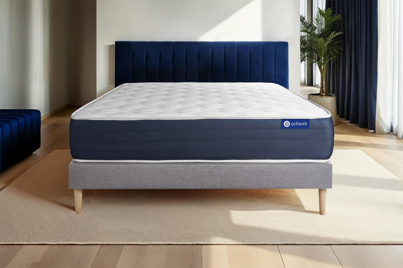 Ensemble Matelas Sommier 180x200 cm - Sommier Gris (en kit) - Actiflex Sleep