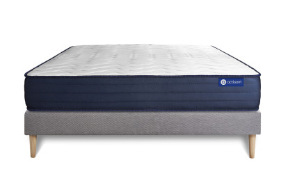 Ensemble Matelas Sommier 140x190 cm - Sommier Gris (en kit) - Actiflex Life