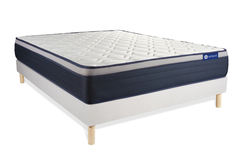 Ensemble Matelas Sommier 120x195 cm - Sommier Blanc (en kit) - Actilatex Max