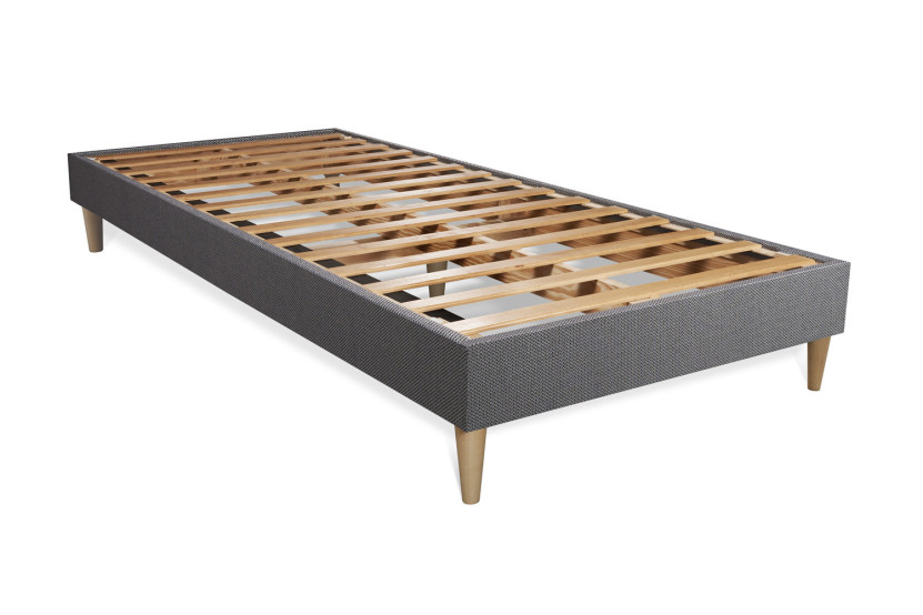 Ensemble Matelas Sommier 90x200 cm - Sommier Gris (en kit) - Actimemo Relax