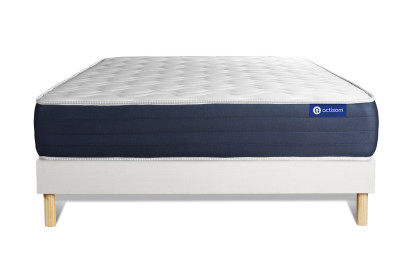 Ensemble Matelas Sommier 160x210 cm - Sommier Blanc (en kit) - Actilatex Sleep