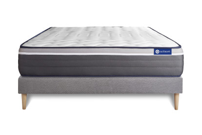 Ensemble Matelas Sommier 180x190 cm - Sommier Gris (en kit) - Actilatex Plus