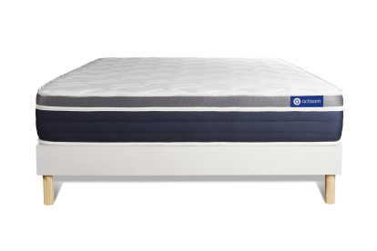 Ensemble Matelas Sommier 135x190 cm - Sommier Blanc (en kit) - Actimemo Confort