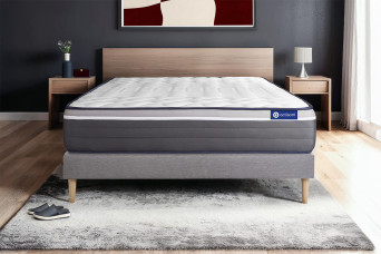 Ensemble Matelas Sommier 120x220 cm - Sommier Gris (en kit) - Actilatex Plus