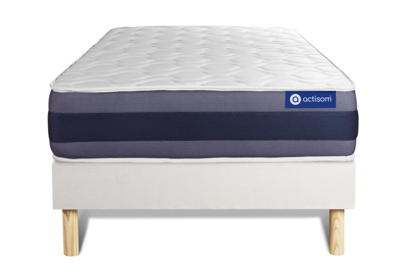 Ensemble Matelas Sommier 90x200 cm - Sommier Blanc (en kit) - Actilatex Morpho