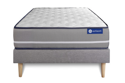 Ensemble Matelas Sommier 80x190 cm - Sommier Gris (en kit) - Actimemo Pur