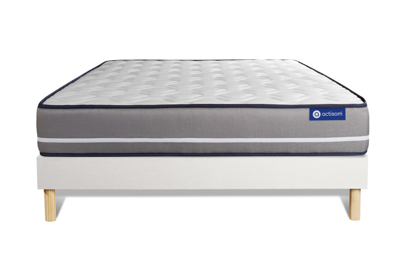 Ensemble Matelas Sommier 120x210 cm - Sommier Blanc (en kit) - Actilatex Pur