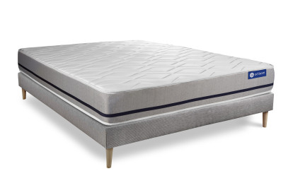 Ensemble Matelas Sommier 180x220 cm - Sommier Gris (en kit) - Actimemo Soft