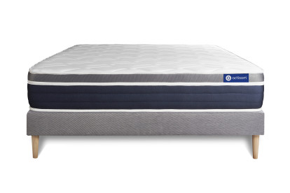 Ensemble Matelas Sommier 180x220 cm - Sommier Gris (en kit) - Actiflex Confort