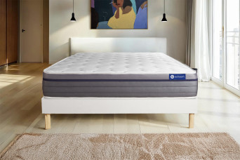Ensemble Matelas Sommier 120x220 cm - Sommier Blanc (en kit) - ActiMemo Zen