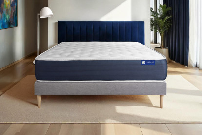 Ensemble Matelas Sommier 160x220 cm - Sommier Gris (en kit) - Actilatex Sleep