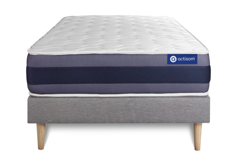 Ensemble Matelas Sommier 90x190 cm - Sommier Gris (en kit) - Actiflex Morpho