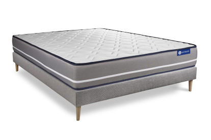 Ensemble Matelas Sommier 150x190 cm - Sommier Gris (en kit) - Actimemo Pur