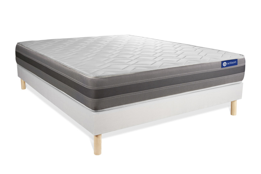 Ensemble Matelas Sommier 140x210 cm - Sommier Blanc (en kit) - Actimemo Relax
