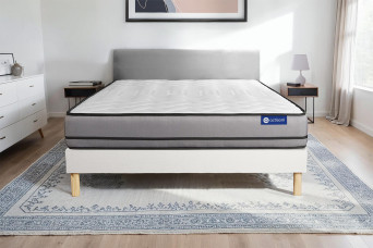 Ensemble Matelas Sommier 135x190 cm - Sommier Blanc (en kit) - Actimemo Night